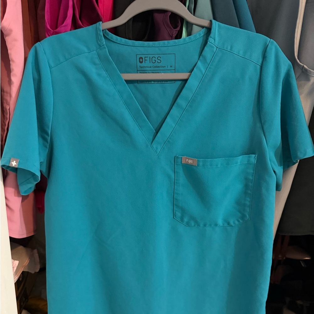 Figs Catarina Scrub Top - Teal - Medium